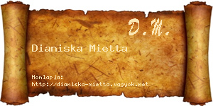 Dianiska Mietta névjegykártya